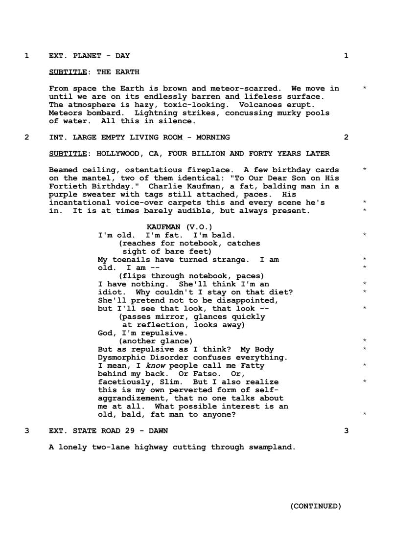 Sceneggiatura Il ladro di orchidee (Adaptation) - Pagina uno