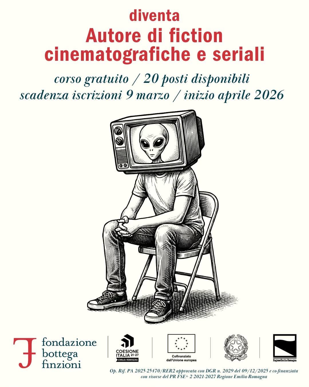 Bottega Finzioni 2026: Autore di fiction cinematografiche e seriali