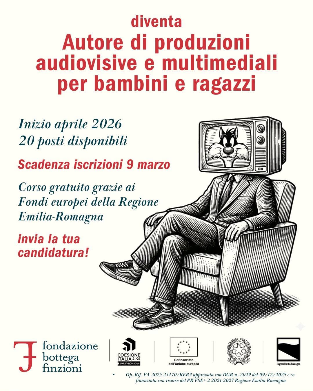 Bottega Finzioni 2026: Autore di produzioni audiovisive e multimediali per bambini e ragazzi