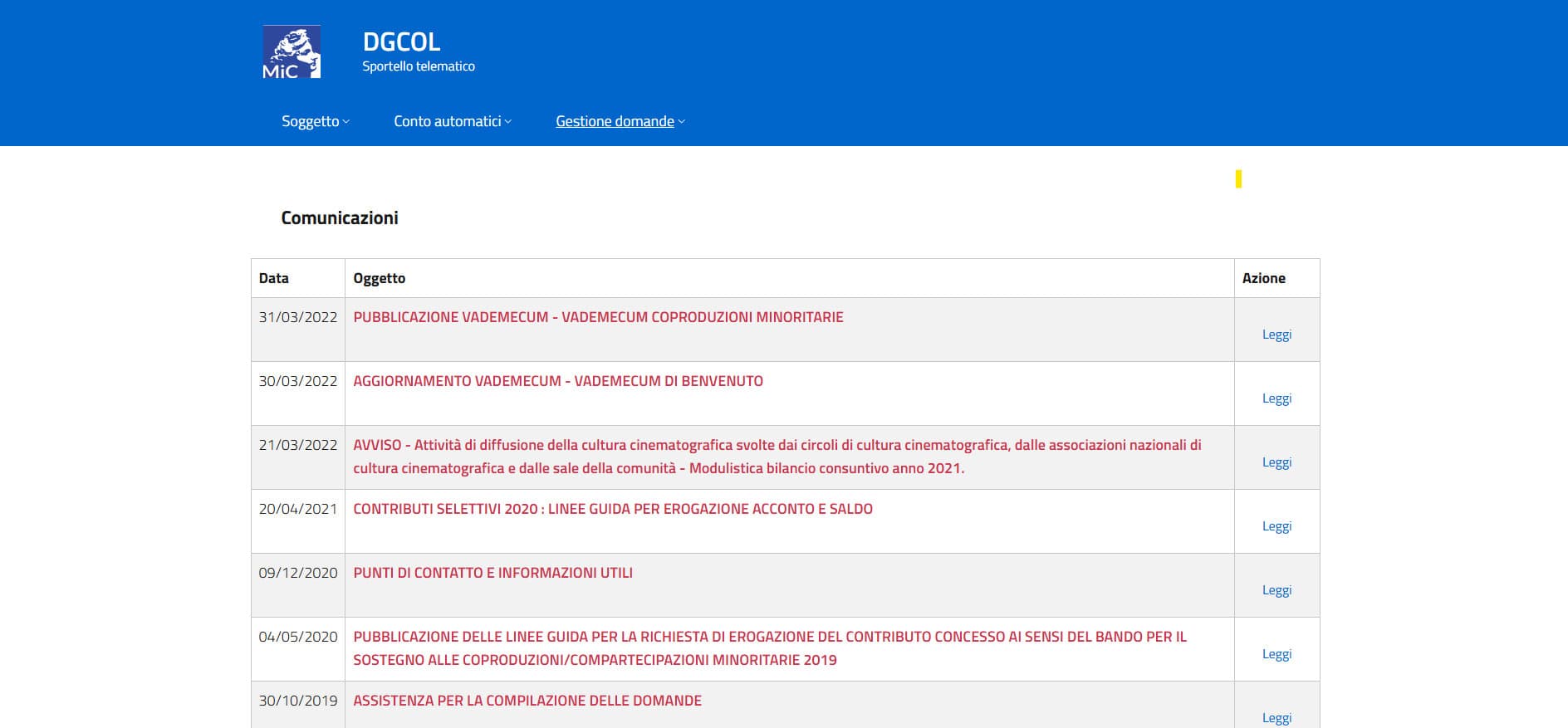 Come partecipare al bando ministeriale (MIC) - Guida 1 - Screenshot