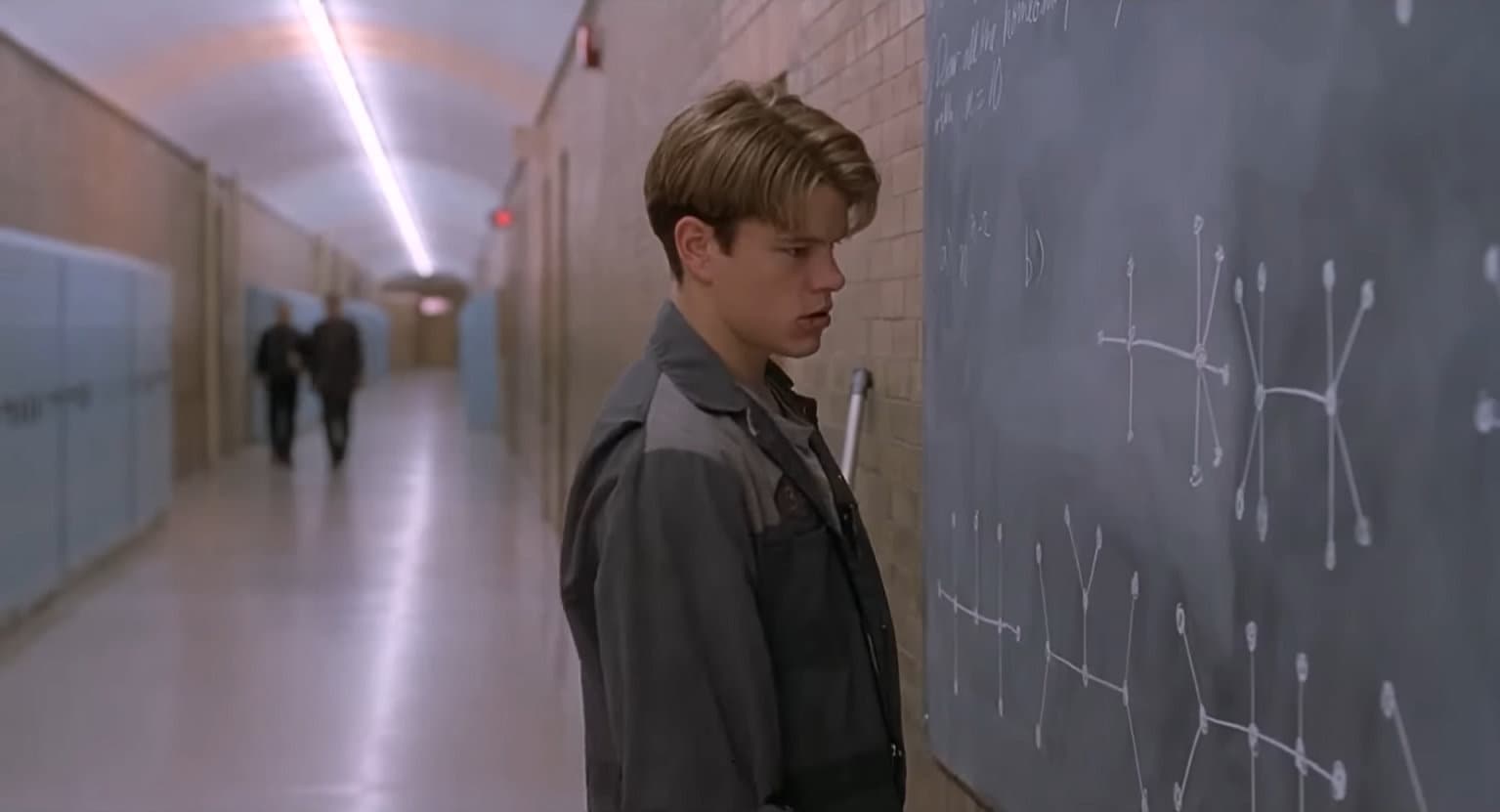 Cos'è la sceneggiatura di un film: Will Hunting (Matt Damon) risolve problemi matematici alla lavagna