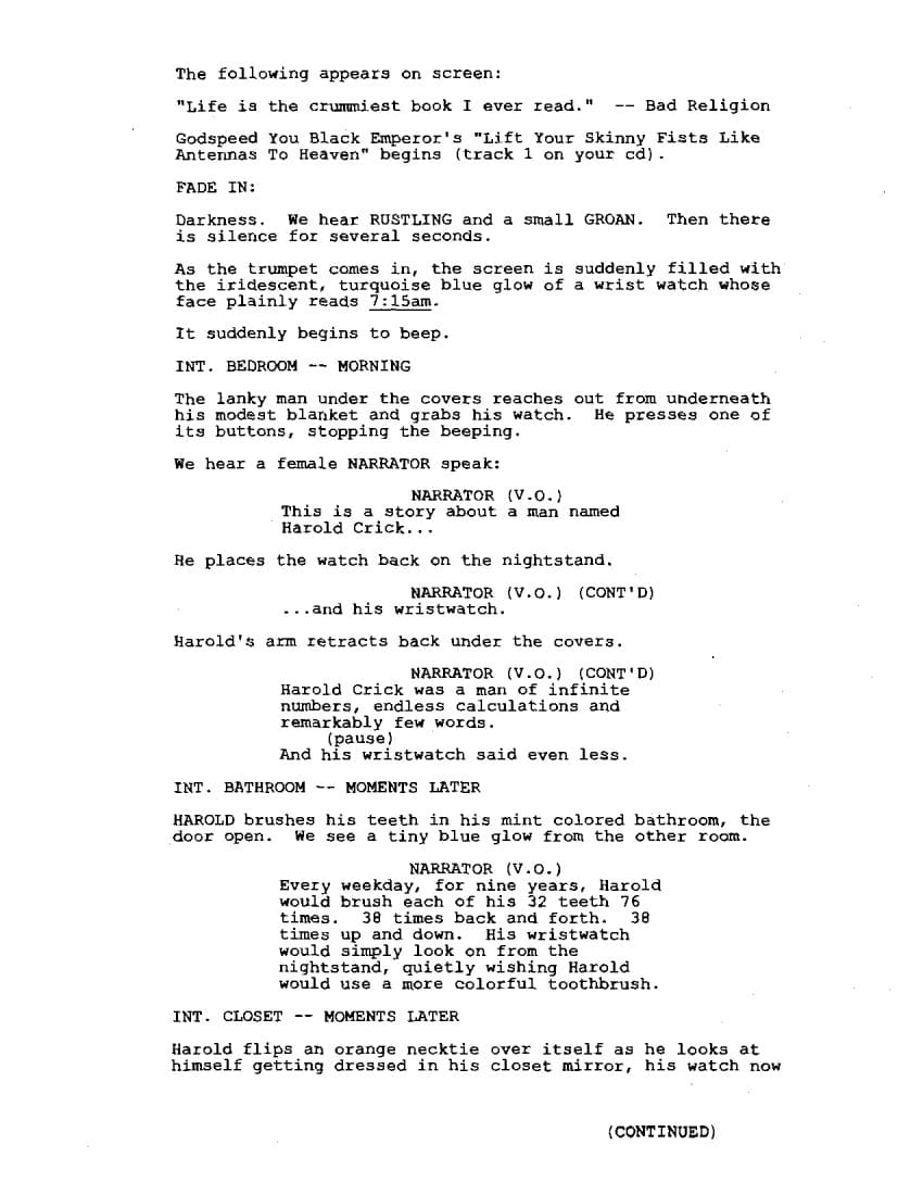 Sceneggiatura Vero come la finzione - Pagina uno