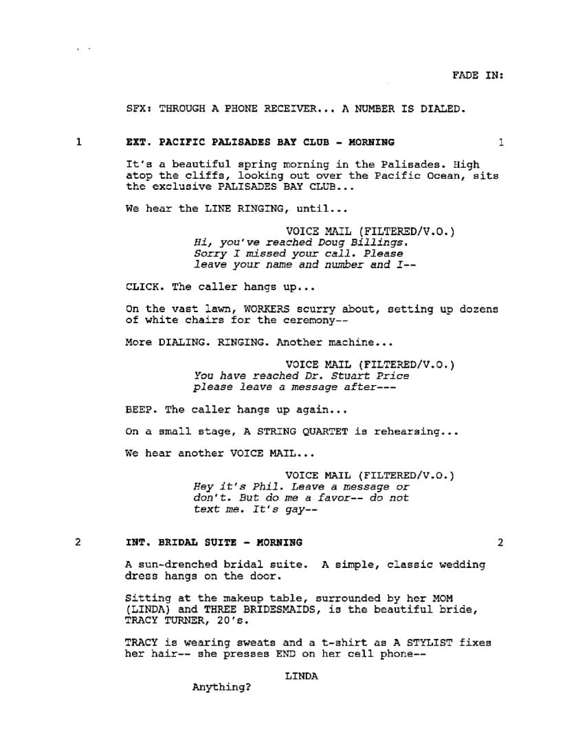 Sceneggiatura Una notte da leoni (2009): Pagina uno